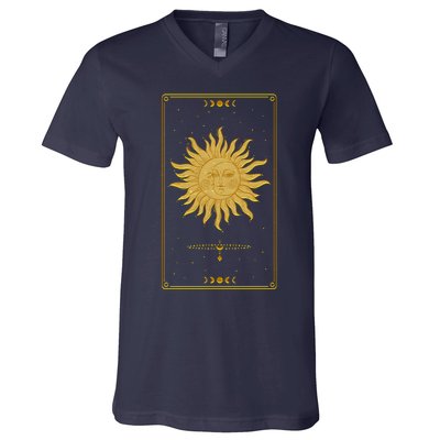 Vintage Retro Sun and Moon Tarot Card V-Neck T-Shirt