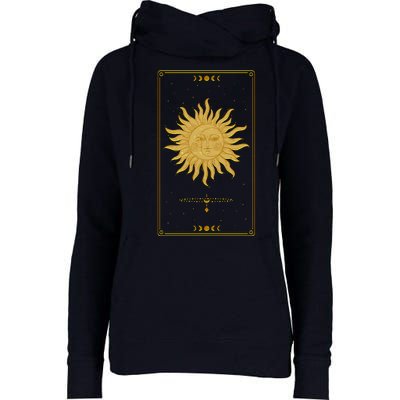 Vintage Retro Sun and Moon Tarot Card Womens Funnel Neck Pullover Hood