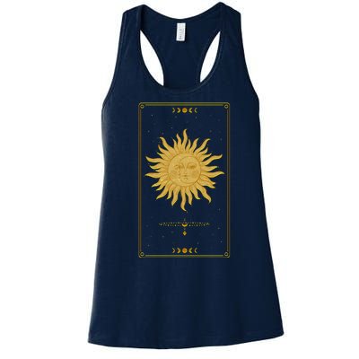 Vintage Retro Sun and Moon Tarot Card Women's Racerback Tank