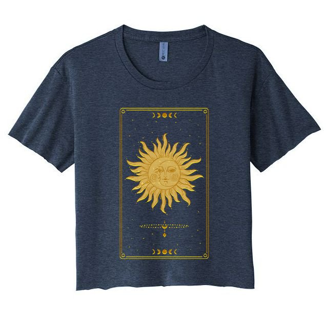 Vintage Retro Sun and Moon Tarot Card Crop Top