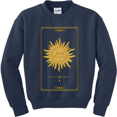 Vintage Retro Sun and Moon Tarot Card Kids Sweatshirt