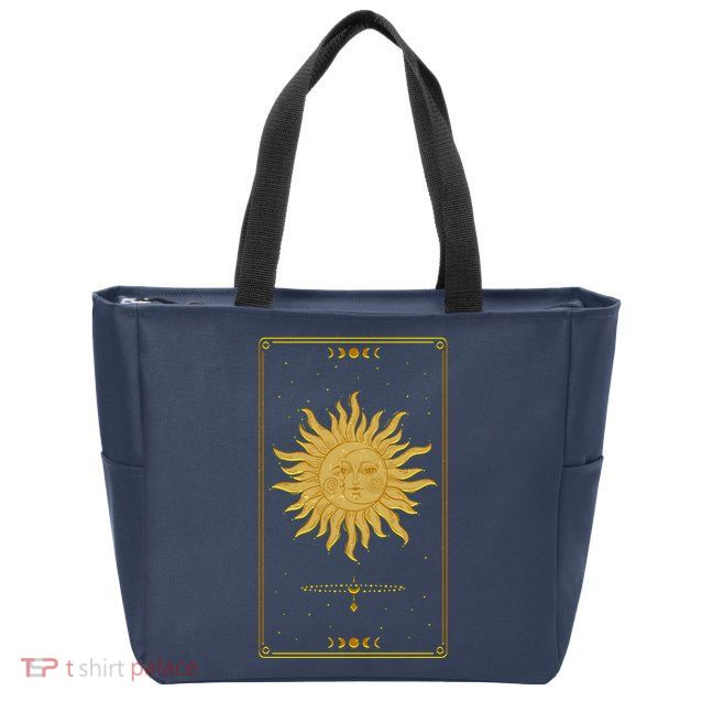 Vintage Retro Sun and Moon Tarot Card Zip Tote Bag