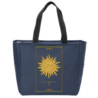 Vintage Retro Sun and Moon Tarot Card Zip Tote Bag