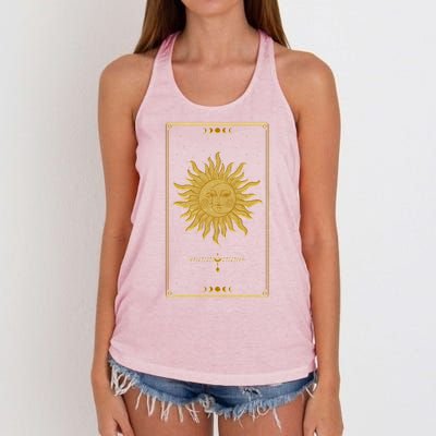 Vintage Retro Sun and Moon Tarot Card Women's Knotted Racerback Tank