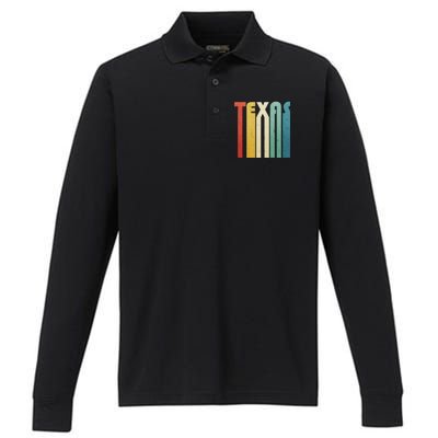 Vintage Retro Texas Performance Long Sleeve Polo