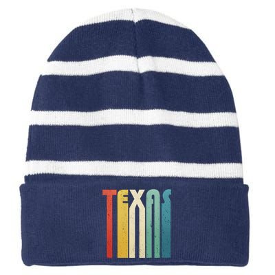 Vintage Retro Texas Striped Beanie with Solid Band