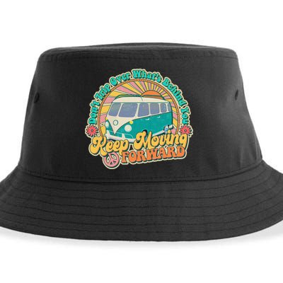 Vintage Retro VW Bus Keep Moving Forward Sunshine Sustainable Bucket Hat