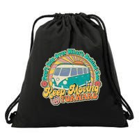 Vintage Retro VW Bus Keep Moving Forward Sunshine Drawstring Bag