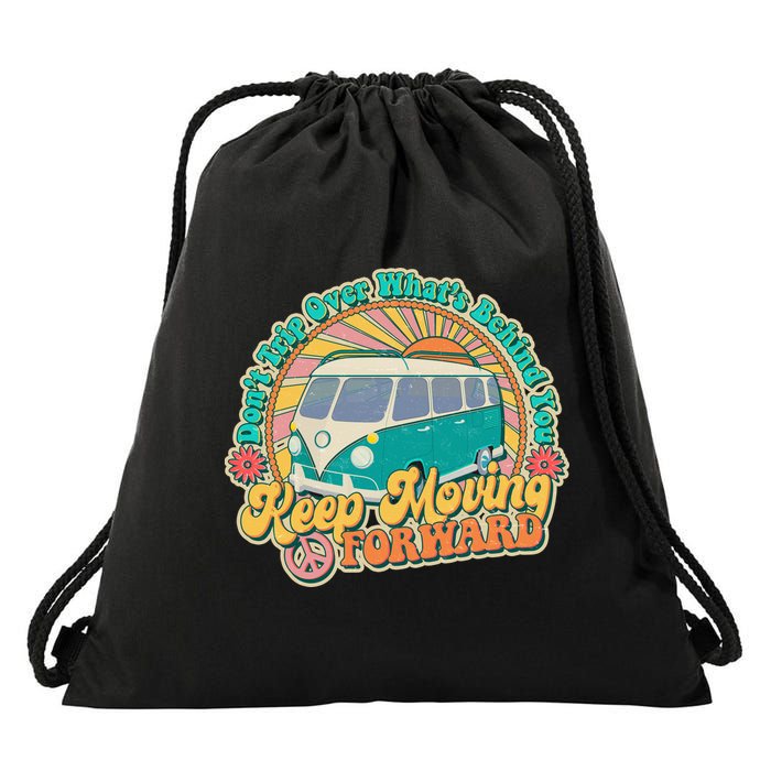 Vintage Retro VW Bus Keep Moving Forward Sunshine Drawstring Bag