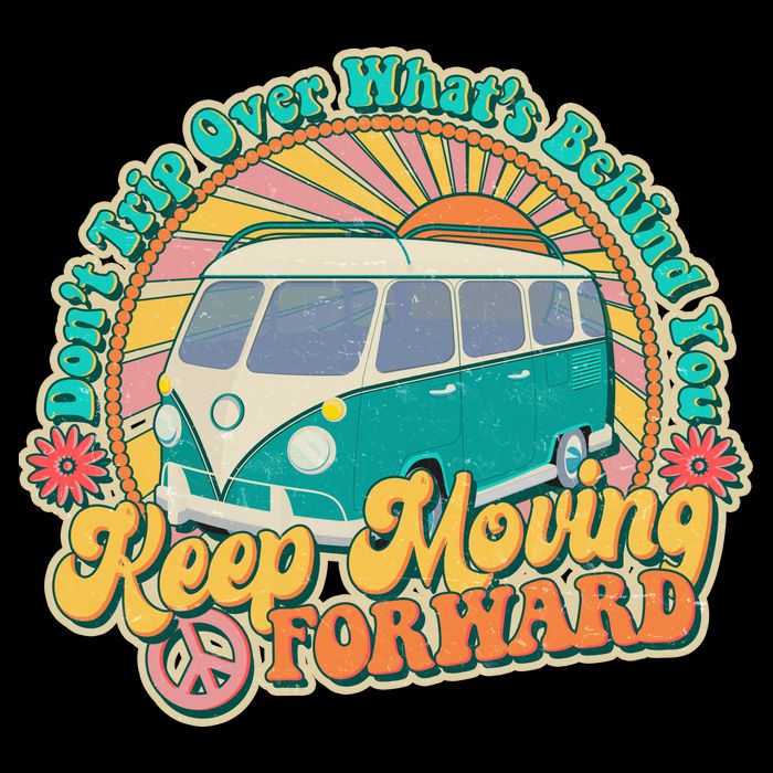 Vintage Retro VW Bus Keep Moving Forward Sunshine Drawstring Bag