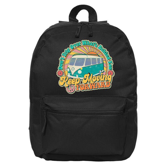 Vintage Retro VW Bus Keep Moving Forward Sunshine 16 in Basic Backpack