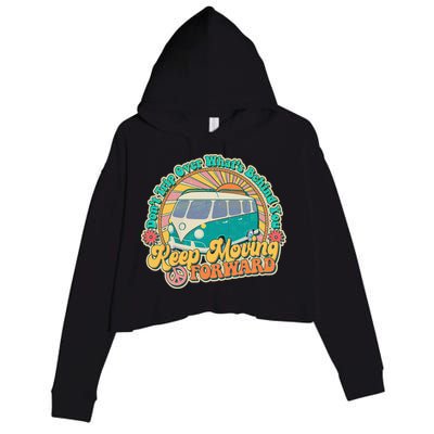 Vintage Retro VW Bus Keep Moving Forward Sunshine Crop Fleece Hoodie