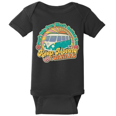 Vintage Retro VW Bus Keep Moving Forward Sunshine Baby Bodysuit