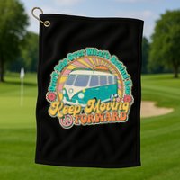Vintage Retro VW Bus Keep Moving Forward Sunshine Golf Towel