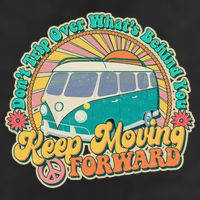 Vintage Retro VW Bus Keep Moving Forward Sunshine Golf Towel