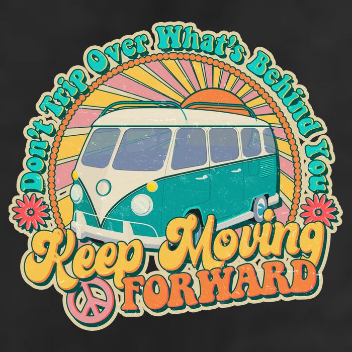 Vintage Retro VW Bus Keep Moving Forward Sunshine Golf Towel
