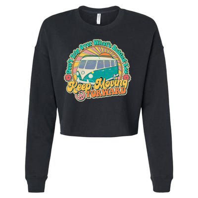 Vintage Retro VW Bus Keep Moving Forward Sunshine Cropped Pullover Crew