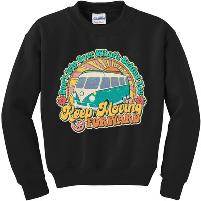 Vintage Retro VW Bus Keep Moving Forward Sunshine Kids Sweatshirt