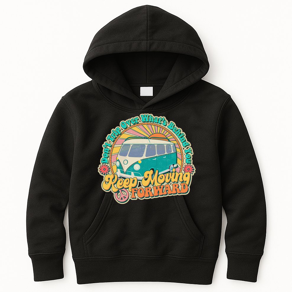 Vintage Retro VW Bus Keep Moving Forward Sunshine Kids Hoodie