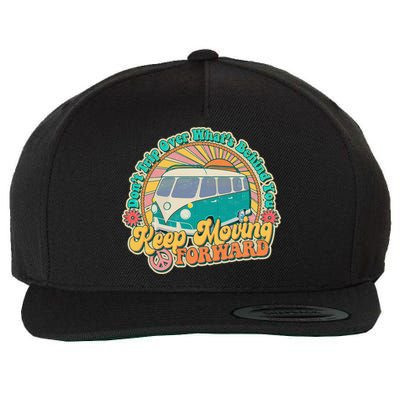 Vintage Retro VW Bus Keep Moving Forward Sunshine Wool Snapback Cap