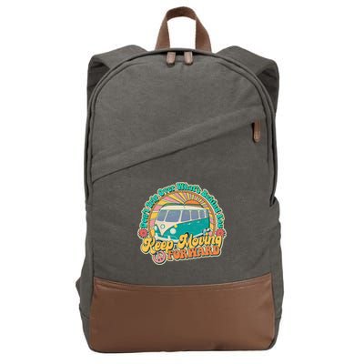 Vintage Retro VW Bus Keep Moving Forward Sunshine Cotton Canvas Backpack