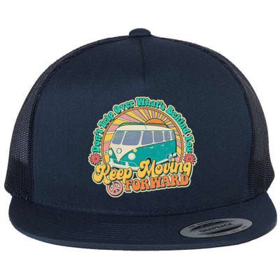 Vintage Retro VW Bus Keep Moving Forward Sunshine Flat Bill Trucker Hat