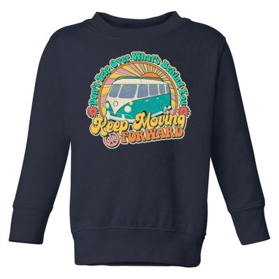 Vintage Retro VW Bus Keep Moving Forward Sunshine Toddler Sweatshirt