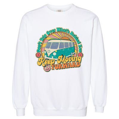 Vintage Retro VW Bus Keep Moving Forward Sunshine Garment-Dyed Sweatshirt