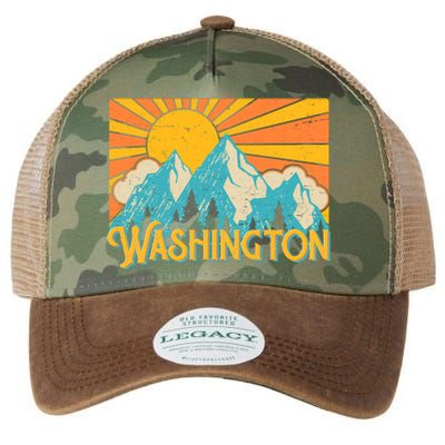 Vintage Retro Washington Sunshine Mountains Legacy Tie Dye Trucker Hat