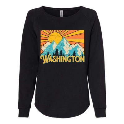 Vintage Retro Washington Sunshine Mountains Womens California Wash Sweatshirt