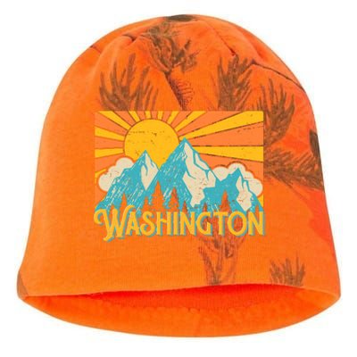 Vintage Retro Washington Sunshine Mountains Kati - Camo Knit Beanie