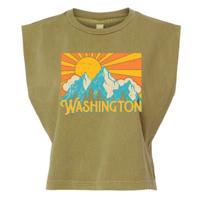 Vintage Retro Washington Sunshine Mountains Garment-Dyed Women's Muscle Tee