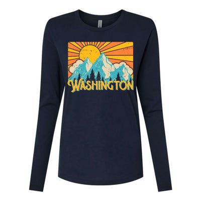 Vintage Retro Washington Sunshine Mountains Womens Cotton Relaxed Long Sleeve T-Shirt