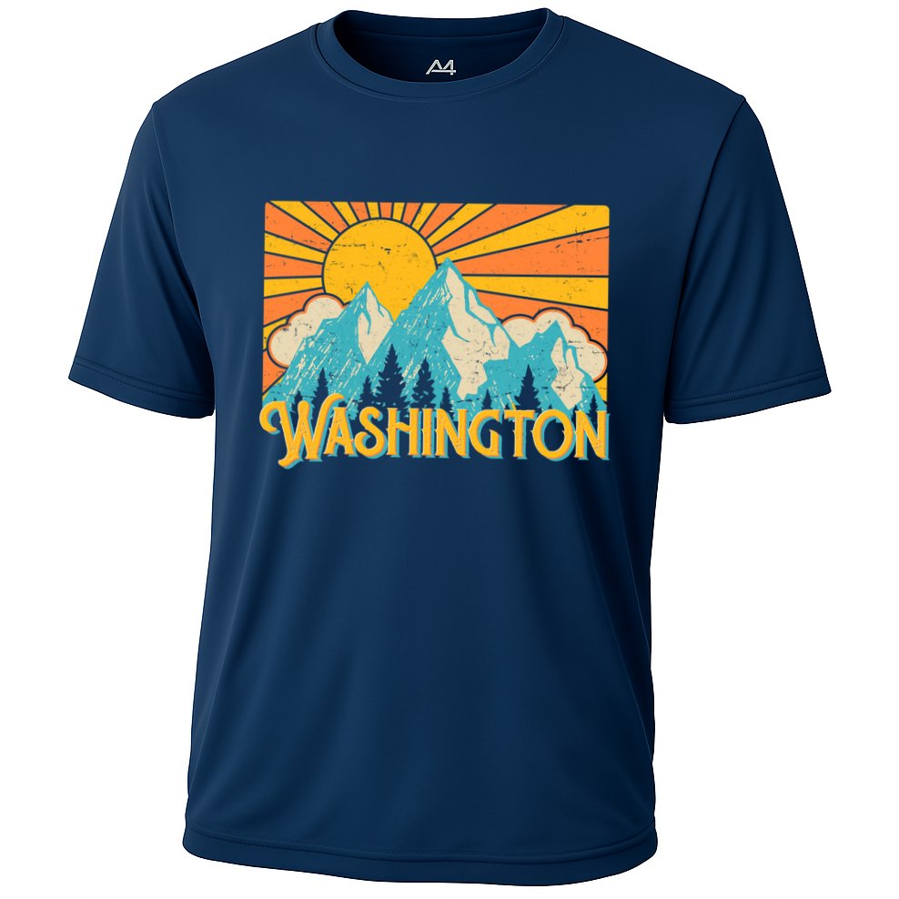 Vintage Retro Washington Sunshine Mountains Cooling Performance Crew T-Shirt