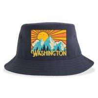 Vintage Retro Washington Sunshine Mountains Sustainable Bucket Hat