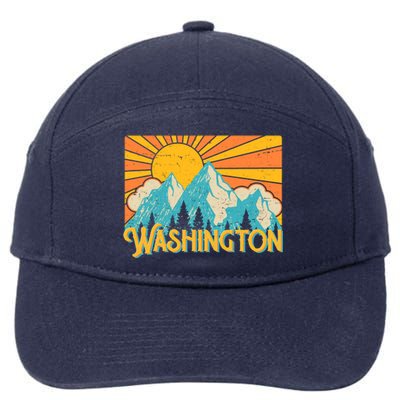 Vintage Retro Washington Sunshine Mountains 7-Panel Snapback Hat