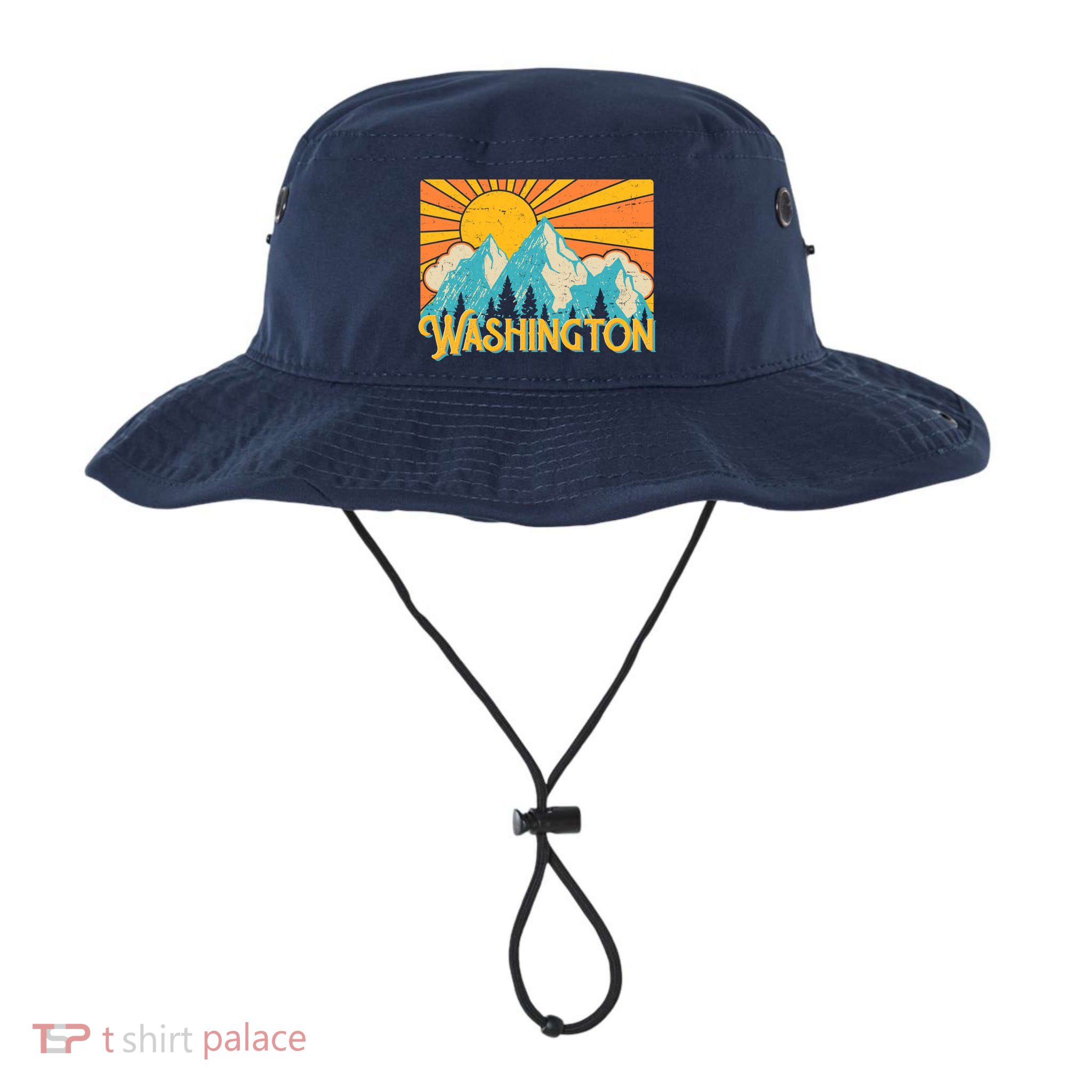 Vintage Retro Washington Sunshine Mountains Bucket Hat
