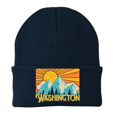 Vintage Retro Washington Sunshine Mountains Knit Cap Winter Beanie