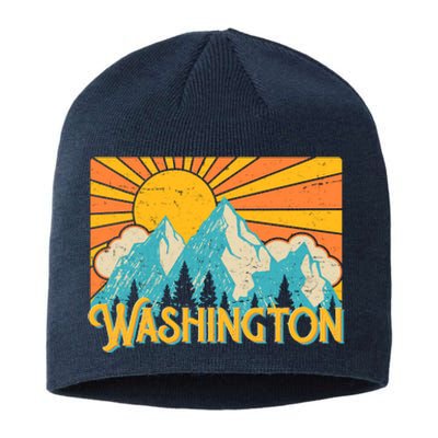 Vintage Retro Washington Sunshine Mountains Sustainable Beanie