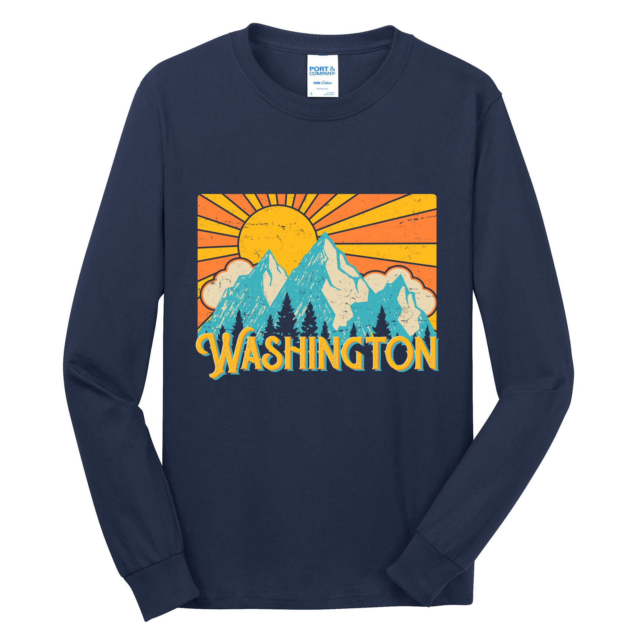 Vintage Retro Washington Sunshine Mountains Tall Long Sleeve T-Shirt