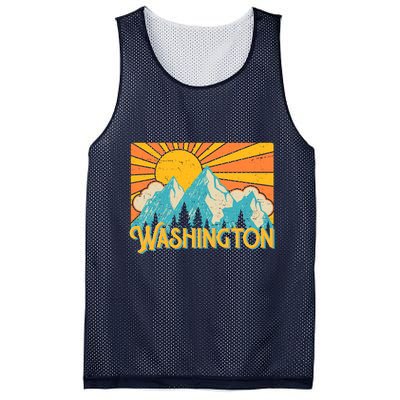 Vintage Retro Washington Sunshine Mountains Mesh Reversible Basketball Jersey Tank