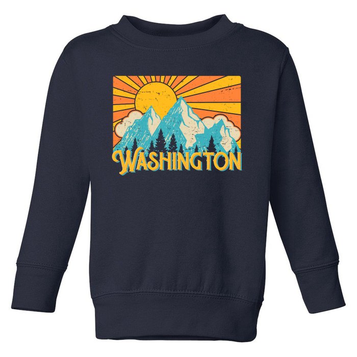 Vintage Retro Washington Sunshine Mountains Toddler Sweatshirt