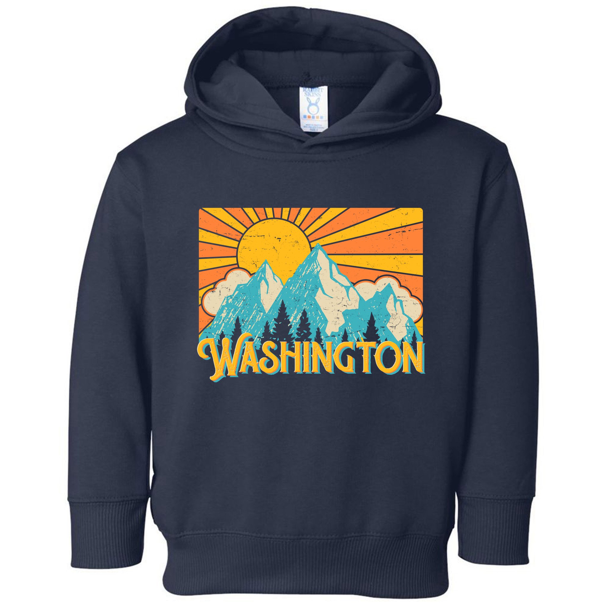 Vintage Retro Washington Sunshine Mountains Toddler Hoodie