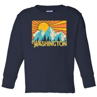 Vintage Retro Washington Sunshine Mountains Toddler Long Sleeve Shirt