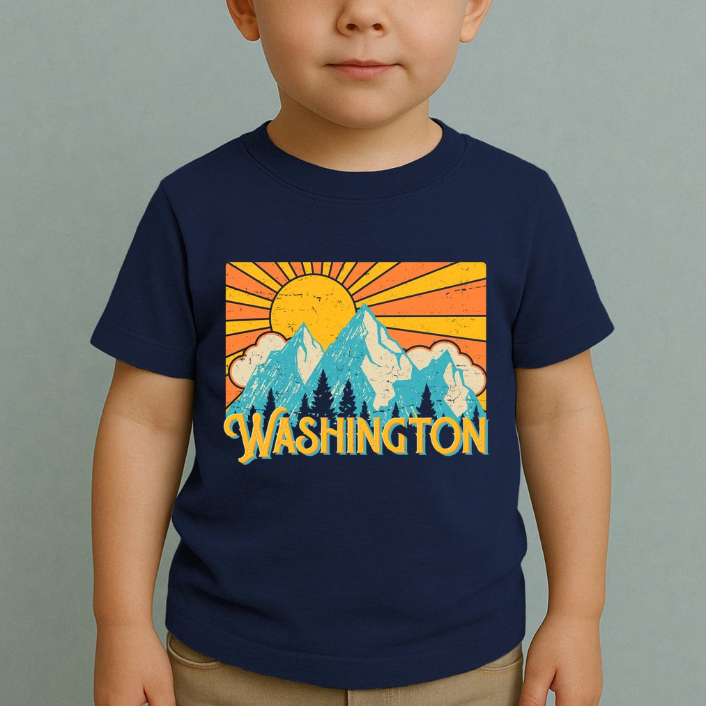 Vintage Retro Washington Sunshine Mountains Toddler T-Shirt