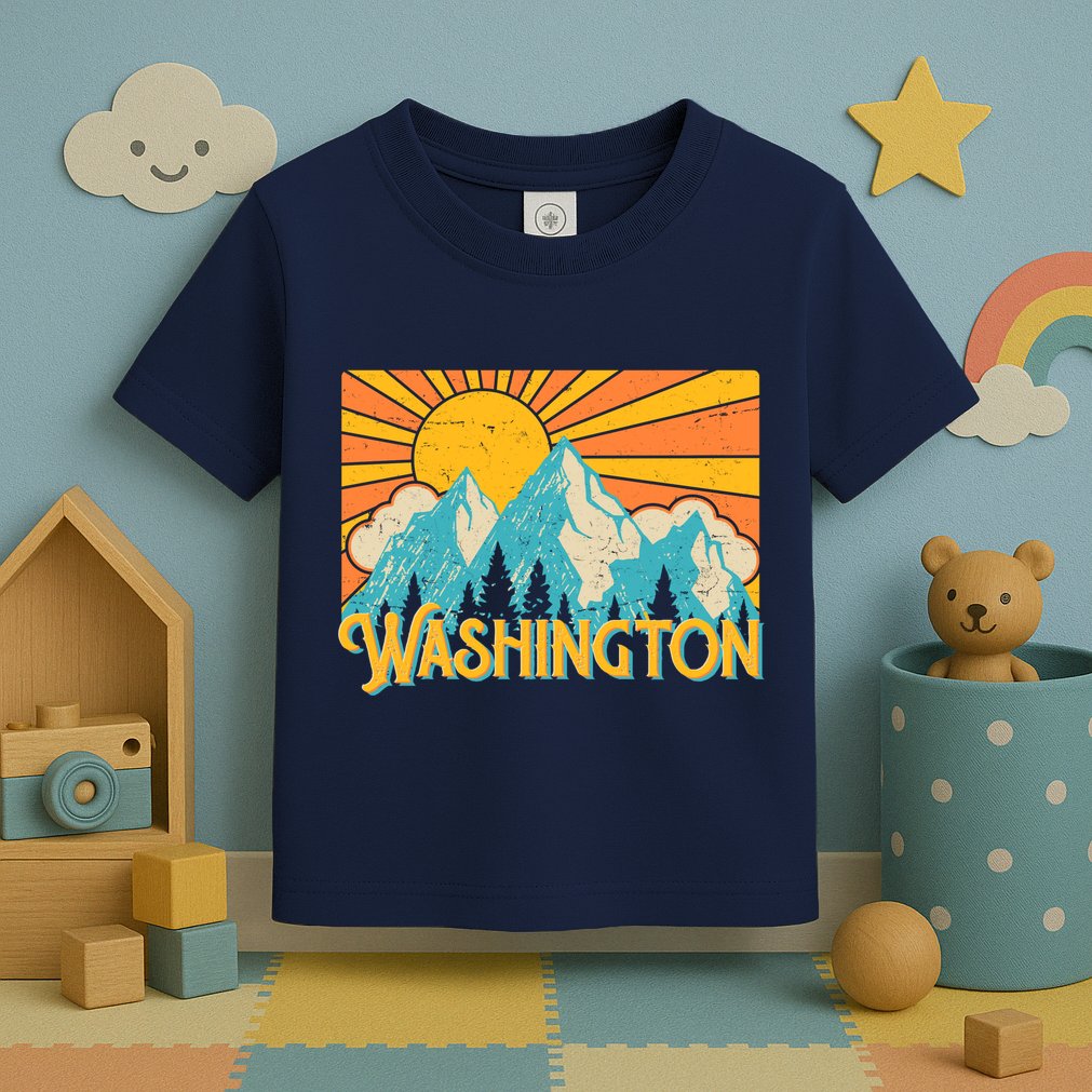 Vintage Retro Washington Sunshine Mountains Toddler T-Shirt