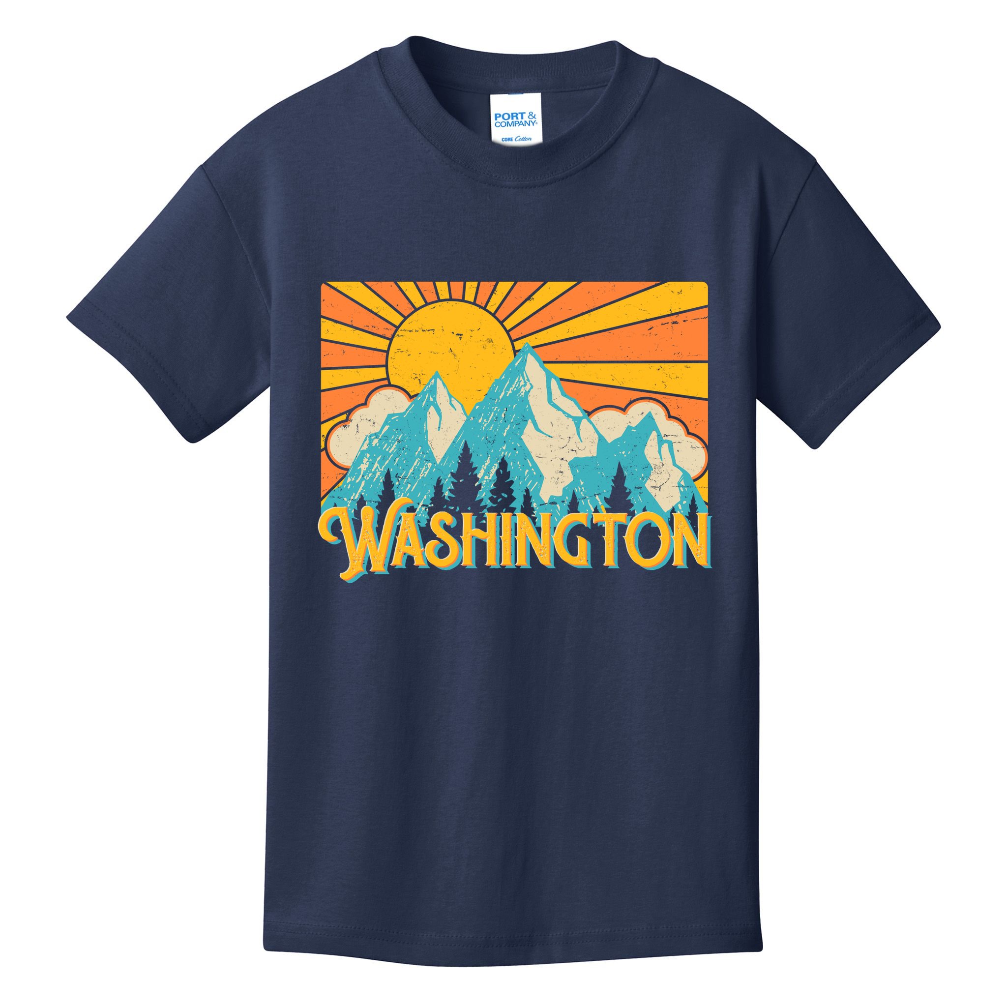 Vintage Retro Washington Sunshine Mountains Kids T-Shirt