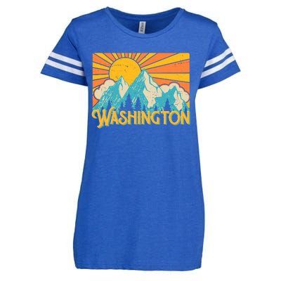 Vintage Retro Washington Sunshine Mountains Enza Ladies Jersey Football T-Shirt