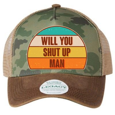 Vintage Retro Will You Shut Up Man Biden Vs Trump Debate Legacy Tie Dye Trucker Hat