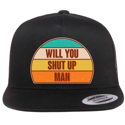 Vintage Retro Will You Shut Up Man Biden Vs Trump Debate Flatbill Hat
